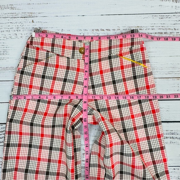Vintage Handmade Women’s Size 4 / 6 Red White Brown Plaid Wide Leg Pants - Picture 9 of 13